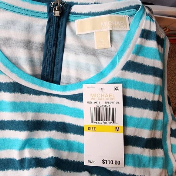 Michael Kors Teal Ikat Sleeveless Mini Dress - Picture 11 of 12